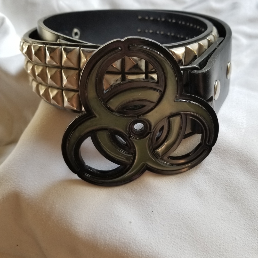 Unisex Silver Leather Studded Belt